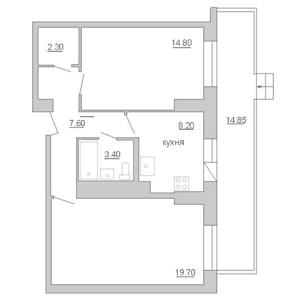 Двухкомнатная квартира в : площадь 60.94 м2 , этаж: 3 – купить в Санкт-Петербурге